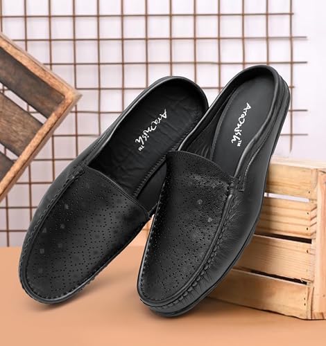 Image of ARAMISH Genuine Leather Loafers Open Back Shoes for Men