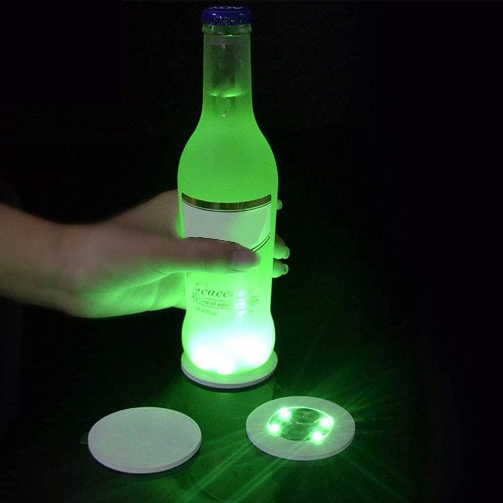 Luci LED Sottobicchieri Luminosi – 10 Pezzi, 4 LED, 3 Modalità, Per Bottiglie E Bicchieri, Feste