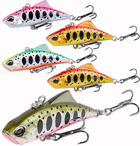 Contyu 渓流 ルアー | トラウト バイブレーション プラグ 5個 セット |4.5cm5.4g ヘビーシンキング ホログラム (カラーA, 4.5)のサムネイル