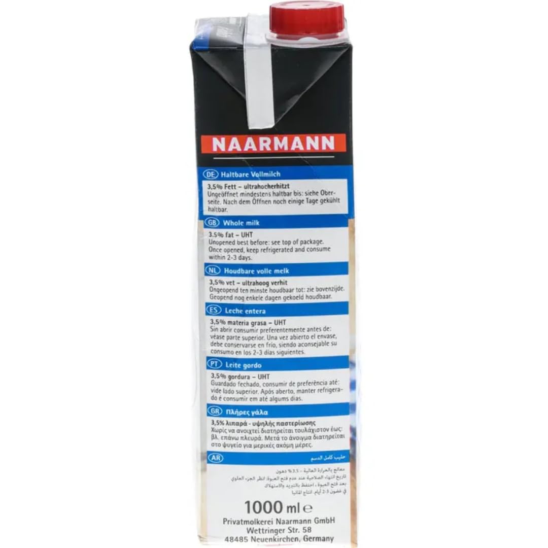 Naarmann Milch fettarme H-Milch 3,5% Fett Haltbare Milch, je 1 Liter, 60 Stück + pufai