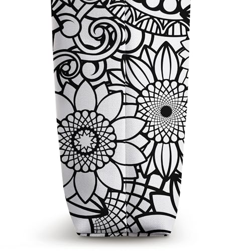 Bolso Tote Abstracto Floral Blanco y Negro miniatura 3