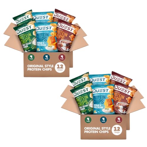 Quest Nutrition Protein Chips Variety Pack,BBQ,Cheddar &amp; Sour Cream,Sour Cream &amp; Onion,High Protein,Low Carb,1.1 oz,(Pack of 24)