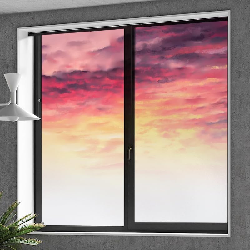 Fensterfolie Rosa Lila Gelb Milchglasfolie Fensterfolie Milchglas Selbstklebend Fensterfolie Sichtschutz Blickdicht Fenster Sichtschutzfolie Folie für Fenster Fensterfolie Bad 80x200cm/2 Pcs