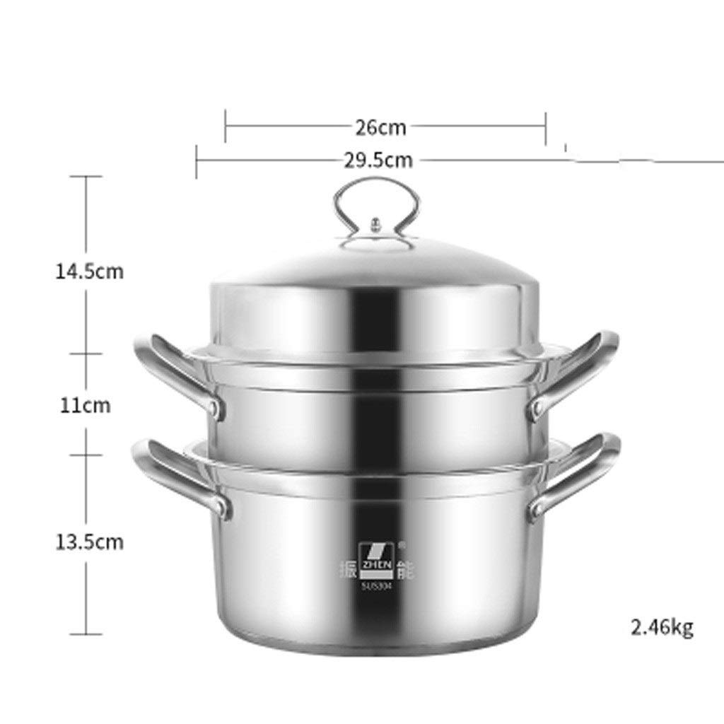 Edelstahl-Dampfgarer 304 Suppentopf, multifunktionaler Dampfgarer 3-lagiger großer gewerblicher Dampfgarer Induktionsherd und Gasherd