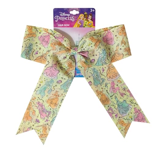 Image of LUV HER Disney Princesses Hair Bows For Girls - One Large Printed Hair Bow Featuring your Disney Favorite Characters - Alligator Clip - Large Bows for Daily Styling or Special Occasions, Ages 3+