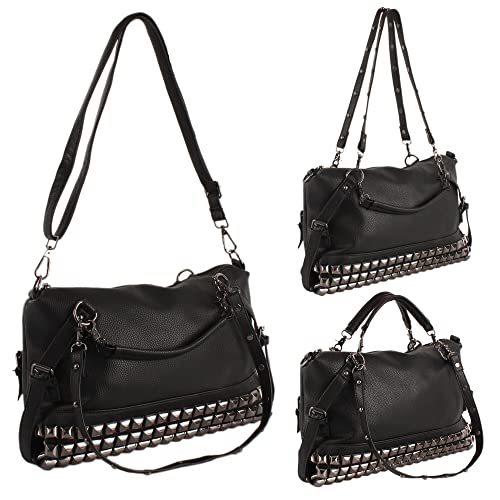 Bolso grande Punk Rivet Hobo para mujer con asa superior miniatura 4