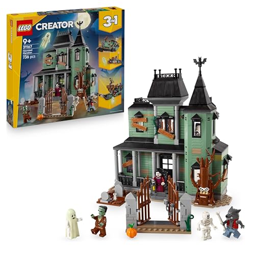 LEGO Creator Geisterhaus 3-in-1-Spielzeug - Spielzeughaus verwandelt Sich in EIN Geisterschiff Zug - Baumodell mit 5 Minifiguren - Geschenk für Jungen und Mädchen ab 9 Jahren 31167 LEGO Creator Geisterhaus 3-in-1-Spielzeug - Spielzeughaus verwandelt Sich in EIN Geisterschiff Zug - Baumodell mit 5 Minifiguren - Geschenk für Jungen und Mädchen ab 9 Jahren 31167