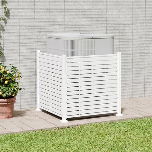 Diyfire Air Conditioner Fence Panels, 38' W X 39' H Pool Equipment Enclosure, No-Dig Outdoor Privacy Screen, Trash Can Enclosure, Decorative Garden Fences for Patio Lawn, White
