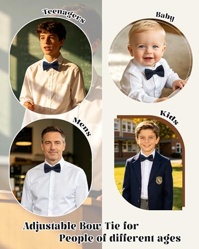 Image of WELROG Classic Pre-Tied Bow Tie for Children & Adults Solid Color Adjustable Bowtie