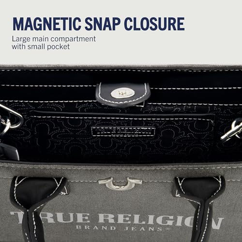 Image of True Religion Women's Tote Bag, Medium Travel Purse Handbag with Adjustable Shoulder Strap and Horseshoe Logo