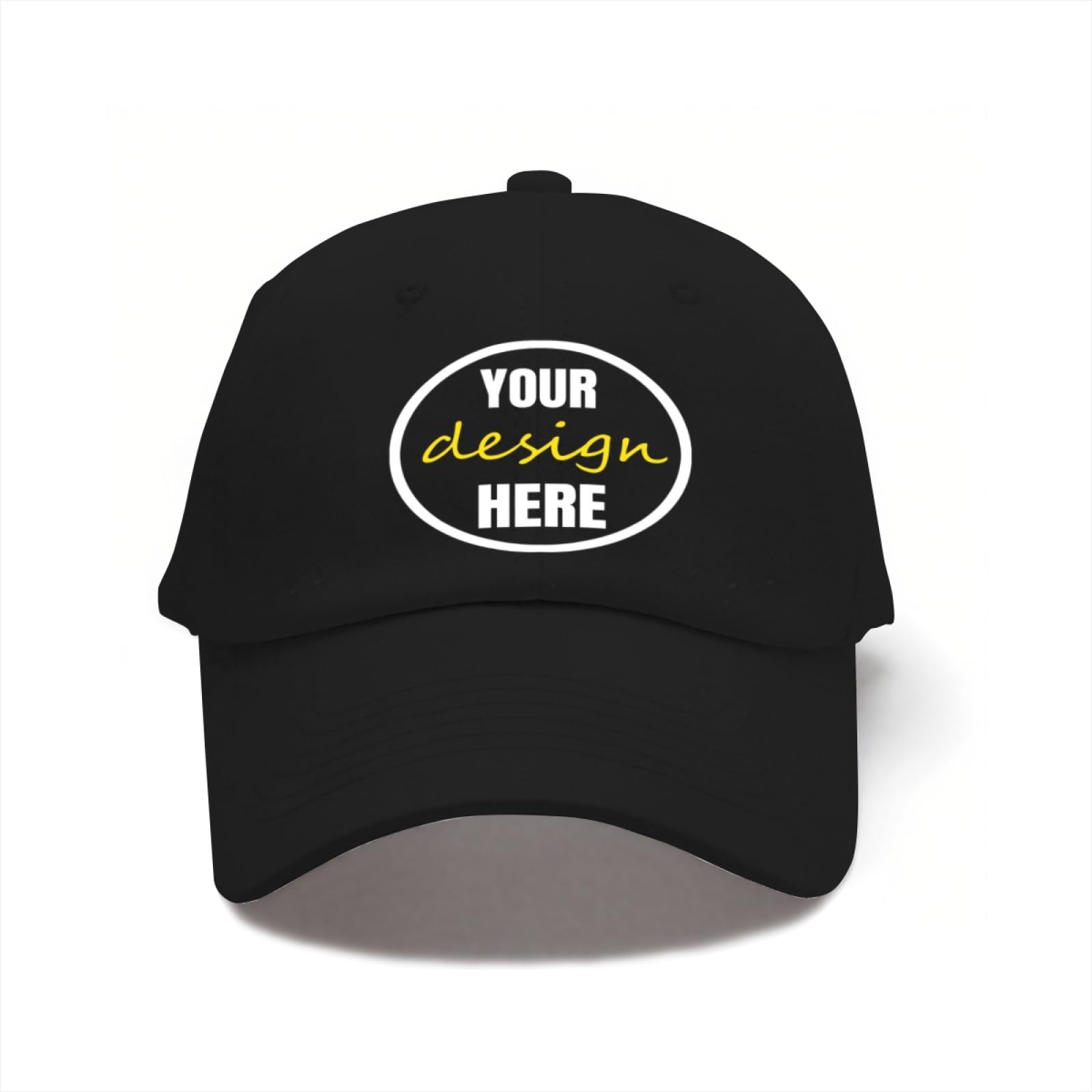 Miujonvy Unisex Black Personalized Mesh Trucker Cap Your Design Here Classic Baseball Cap Adjustable Metal Button Hat