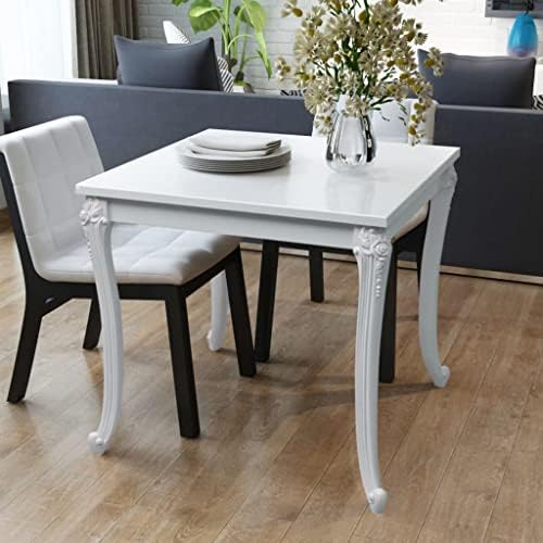 WIFESE 32x32x30 in Dining Table Square Table Modern Table Drop Leaf Table Kitchen Table White Dinner Table for Kitchen Dining Room or Living Room MDF Modern Style High Gloss White