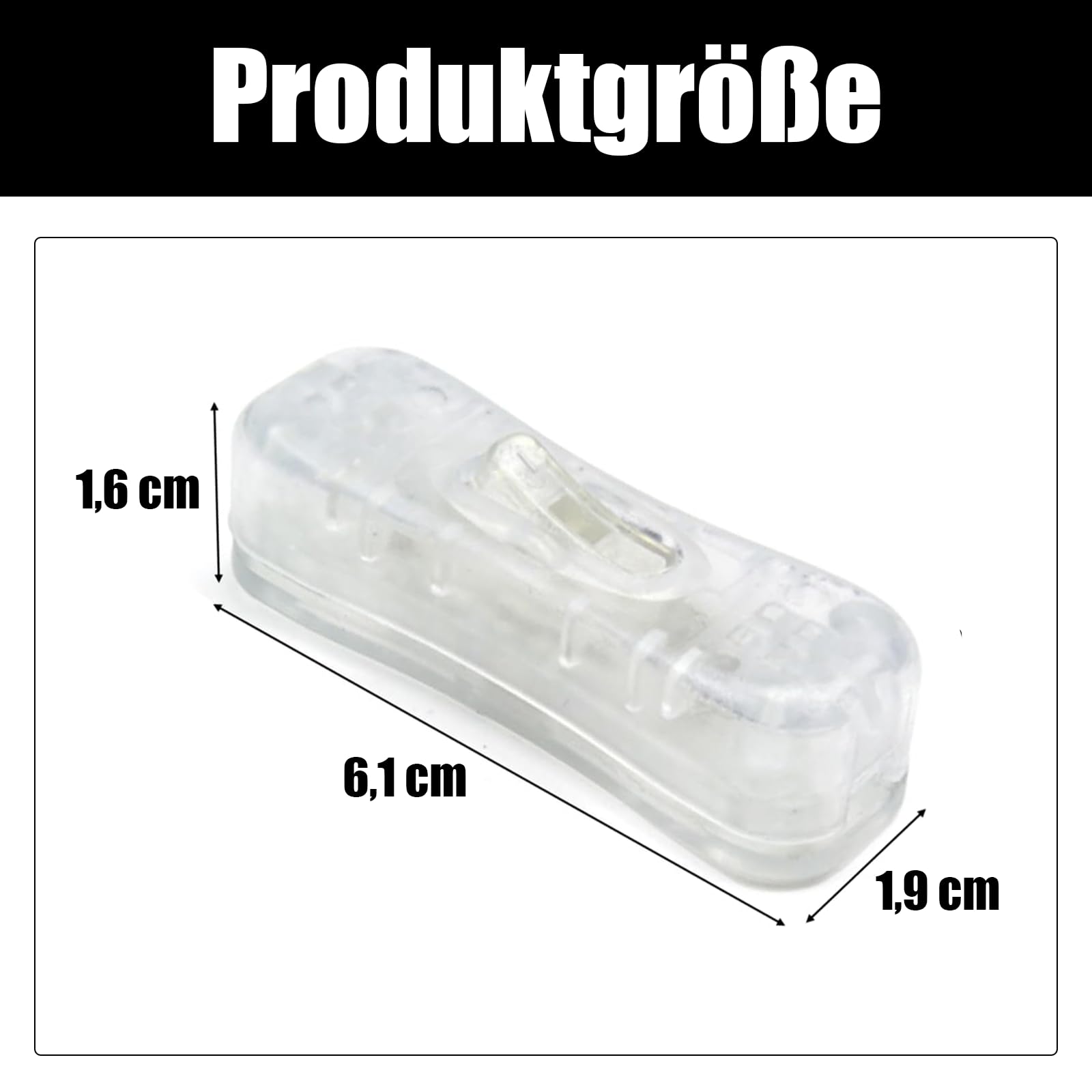 Powice 2 x przełącznik pośredni 2 A, przełącznik 230 V, przełącznik kablowy, odpowiedni do 1-żyłowego przewodu zasilającego i małych urządzeń lub lamp