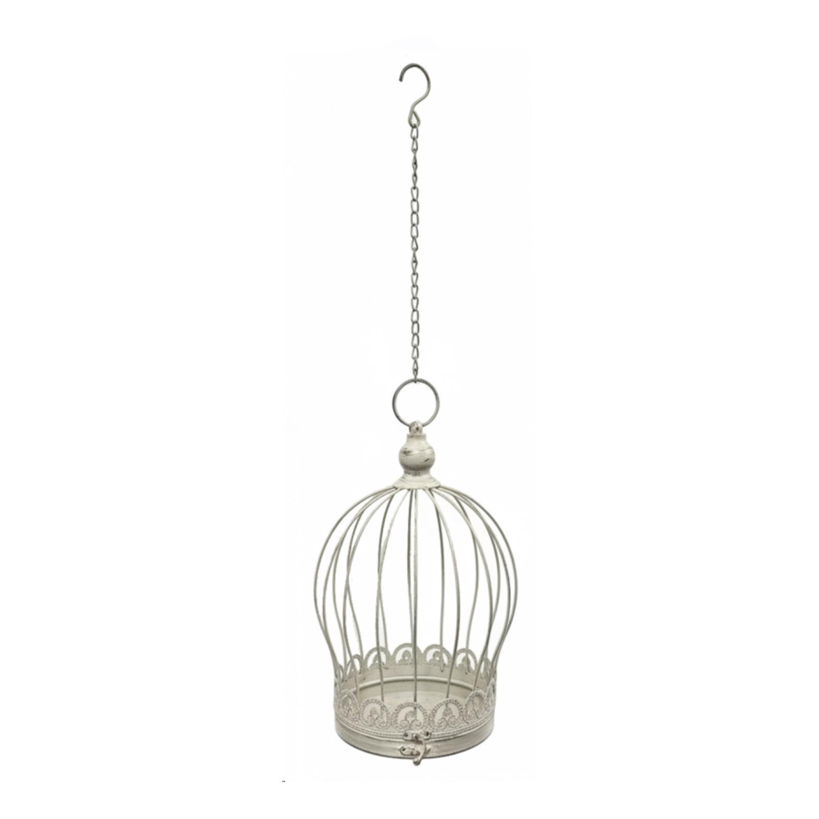 Cestino in Metallo Sospeso, Fioriera Sospesa, Supporto per Fiori a Forma di Gabbia per Uccelli, Portavaso per Balcone, Tavolo, Decorazione per La, Bianco