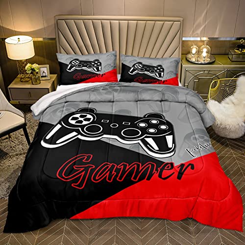 Image of Gaming Bedding for Boys Teen Game Contoller Bedding Set for Kids Down Alternative Comforter for All Season Gamer Home Decor for Comforter Set Queen,1 Comforter 2 Pillowcases