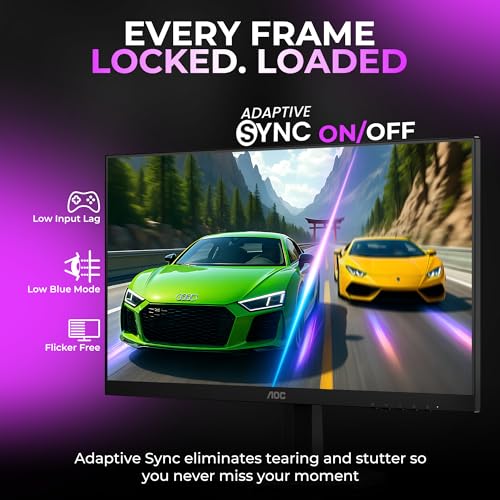 Image of AOC 27G42E Gaming Monitor 27 inch FHD Fast IPS Gaming Monitor, 180Hz Refresh Rate, 0.5ms Response Time, Adaptive Sync, HDR10, Flicker-Free, HDMI 2.0 and DisplayPort 1.4 Connectivity (Black)