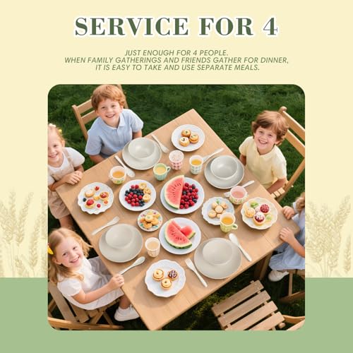 Wrova Wheat Straw Dinnerware Sets of 20,Dishwasher Safe Kitchen Plates and Bowls Sets - image 5