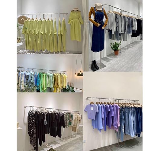 Perchero de pared de acero inoxidable para ropa con barra ajustable multiusos 6