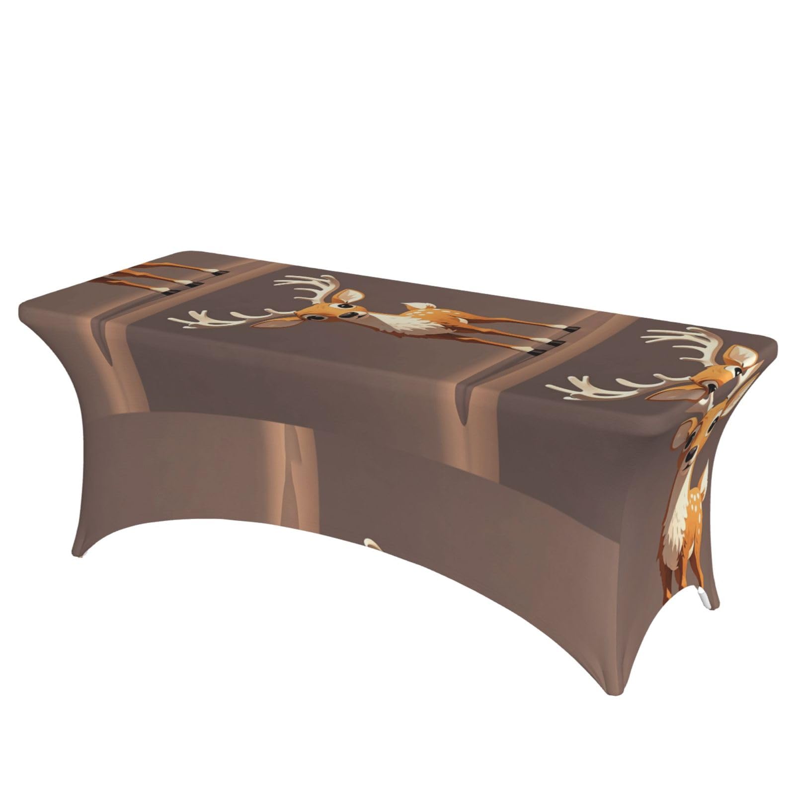LMNGH Deer Decorative Tablecloth Protector for Wedding, Banquet & Parties6FT Spandex Rectangle Tablecloths, Stretch Washable Table Cloth Wrinkle Free Patio Table Cover
