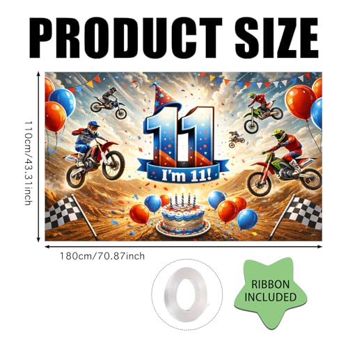 Image of Nuxovilar Happy 11th Birthday Banner Backdrop 71 inchx43 Polyester
