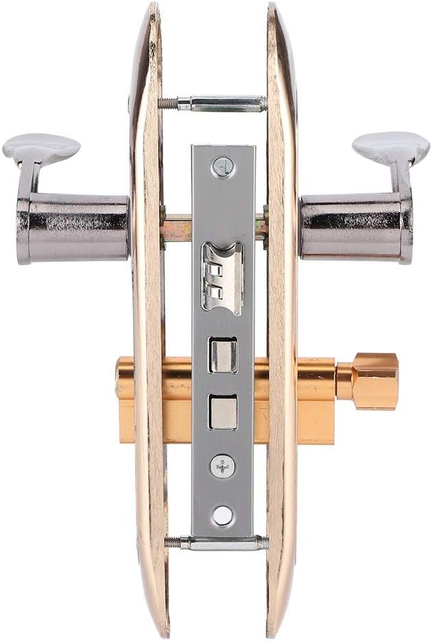 Door Handle,Interior Door Handle, Household Indoor Security Door Handle Lock Set with Keys Electroplating Aluminum Alloy Mute Bearing Door Lock