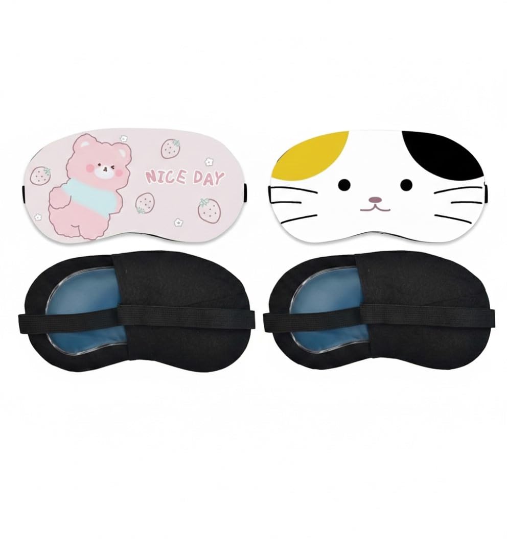 Cold Therapy Gel Eye Mask Set of 2 Cute Character Print Sleeping Shade for Kids & Adults Cooling Gel Sleeping Mask Combo Pack-image-43
