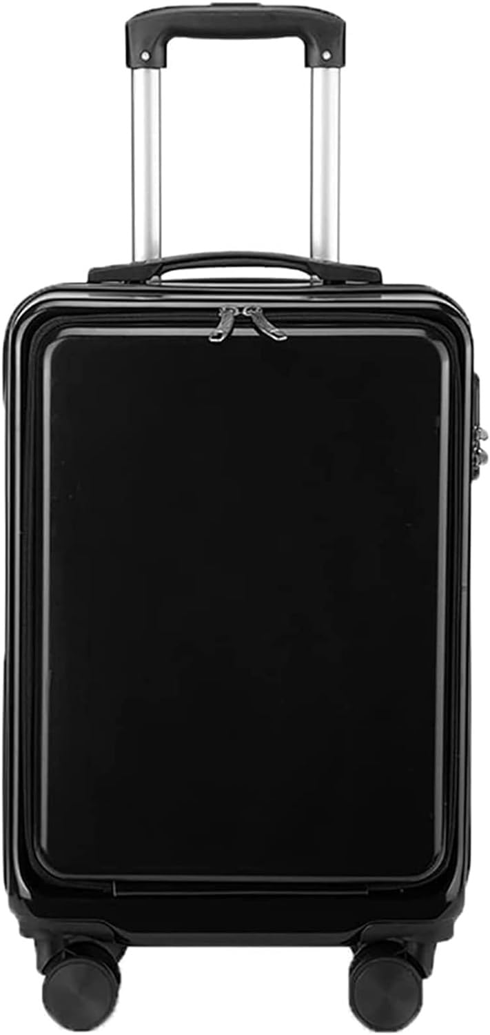 Maleta de viaje de aluminio para cabina, cubierta de apertura lateral, funda de carrito de apertura frontal, funda rígida universal duradera de 50 cm, Negro-, Talla única