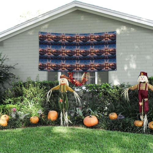 MINDBBDFJ Brooklyn Bridge Print Banners And Signs For Outdoor/Indoor,Personalized Banner Customizable Parties Halloween Banner (180x90cm)3