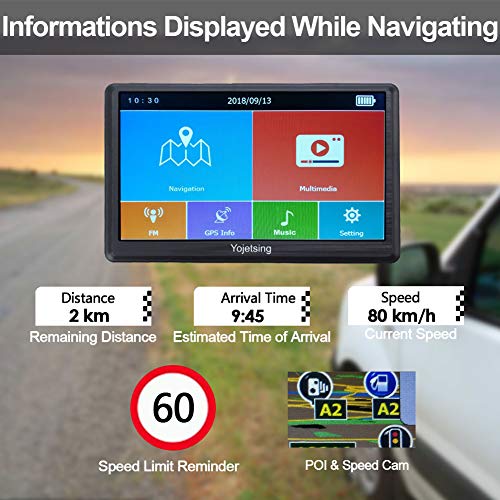 YoJetSing GPS Navigation for Car,Truck GPS 7 Inch HD GPS Navigator, Built-in 256MB+8GB Vehicle Navigation System, Voice Reminding