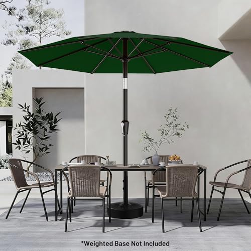 Image of AreShark 9 FT Patio Umbrella for Outdoor, Outdoor Table Umbrella with Push Button Tilt and Crank, Outdoor Patio Umbrellas with 8 Sturdy Ribs for Market, Garden, Pool (Dark Green)