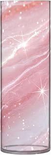 Fake Glitter Marble Grain Pink Plastic Flower Vase for Home Decor 11.8 x 3.9 Inch Big Flower Vase Decorative Vases for Office Home Kitchen Table Centerpieces Decor