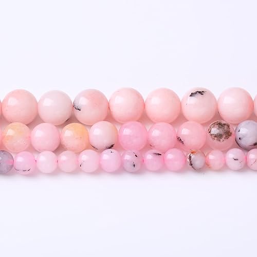 Miniatura 2 de 90 cuentas redondas de ópalo rosa de 0.157 pulgadas (0.157 in) para la fabricación de joyas, piedra energética curativa, pulsera de 15 pulgadas