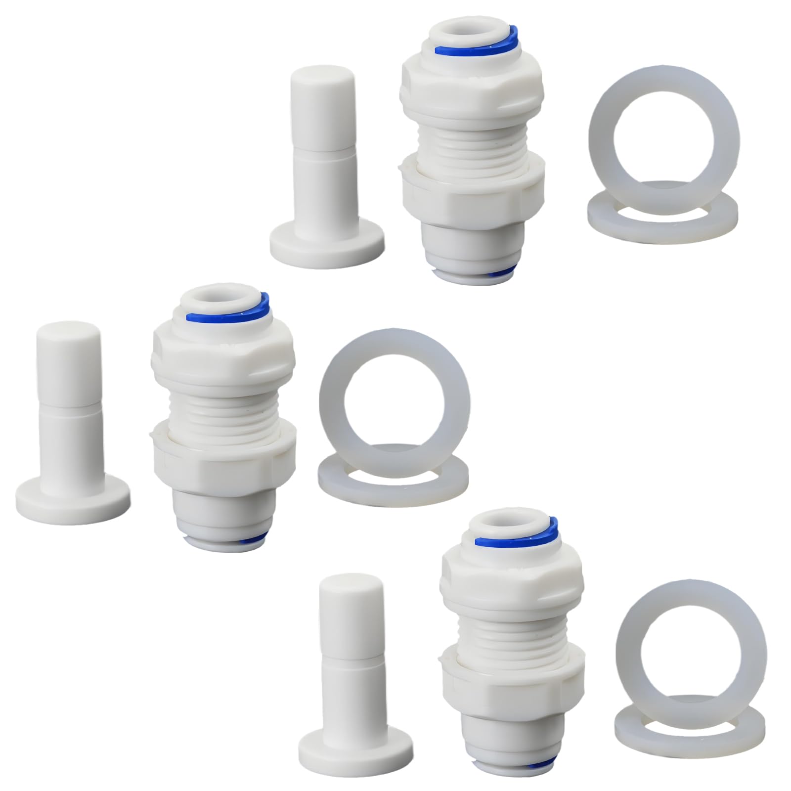 Conector pasamuros de 3/8 para ósmosis inversa con enganche rápido de plástico