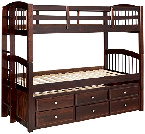 ACME Furniture Micah Bunk Bed with Trundle and 3 Drawers, Espresso, Twin over
