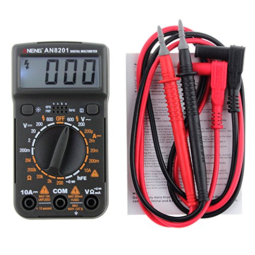 Portable LCD Digital Multimeter Professional Electric Handheld Tester Backlight AC/DC Voltmeter Ammeter Ohm Multimetro AN8201 - Black