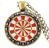 Vintage dartboard necklace, jewelry, dartboard pendant , dart target necklace, dart sports pendant
