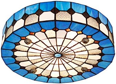 Litfad Circular Grid Blue Stained Glass Led Ceiling Lamp Tiffany Flush Mount Ceiling Light In Mediterranean Litfad Circular Grid Blue Stained Glass Led Ceiling Lamp Tiffany Flush Mount Ceiling Light In Mediterranean
