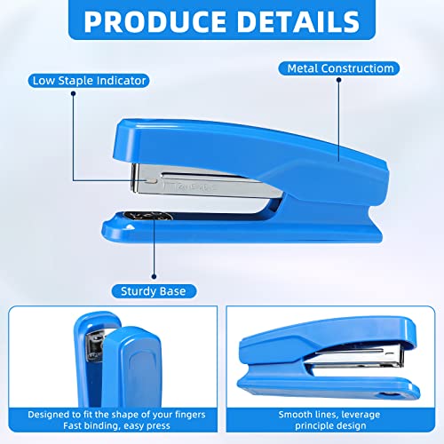 Desktop Stapler School College Office Supplies Portable Durable Staplers For Desk Accessories Heavy Duty Stapler With 25 Sheet Capacity For Home Classroom Office Teacher (Black, Blue, Gray, 6 Pcs) #TOP2