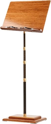 Miwayer Soporte de música de conductor de bambú, altura ajustable, plegable, con placa ancha de madera (soporte de fibra de carbono)