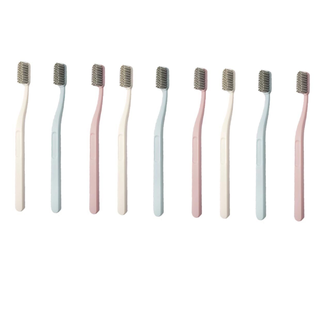 HOODANCOS 9 Pcs Nylon Toothbrushes Hard Hair Oral Care Tool in Pink Beige Durable Teeth Cleaning with Curved Handle for Enhanced User Experience