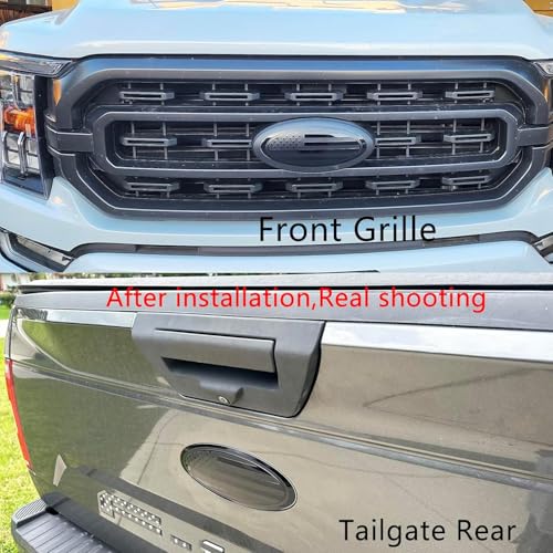 Image of 2Pcs 9.5 inch Emblem Replacement for Ford F150 Emblem Overlay Front Grille /Tailgate Rear Aluminum Oval American Flag Badge Fit 2015-2021 Years (Pack of 2 Black)