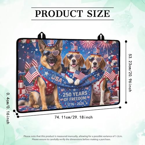 Image of Poceacles 4th of July Stove Top Cover Glass Stove Top Cover United States 250th Party Decor Cooktop Protector Stovetop Mats for Kitchen Decor, Dog USA Flag 250 Years 1776-2026 Print