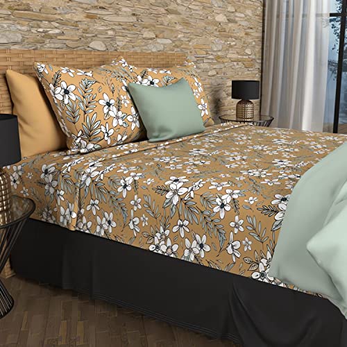 Soleil d'ocre Set of sheets cotton 57 son 240 x 290 cm Manon camel, Blue, 240 x 300 cm - Image 2