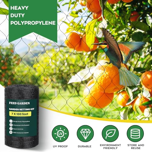Image of FEED GARDEN Garden Netting 7FT x 25FT for Raised Beds, Heavy Duty Bird Netting & Deer Fence with 3 /4 Inch Mesh, UV Resistant Garden Cover for Strawberries, Vegetables, Flowers and Garden Plants