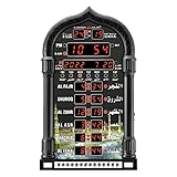 Reloj de pared con calendario de mezquita Azan de 12 V con alarma de mezquita islámica, calendario de Ramadanes con control remoto, reloj azan para pared del hogar