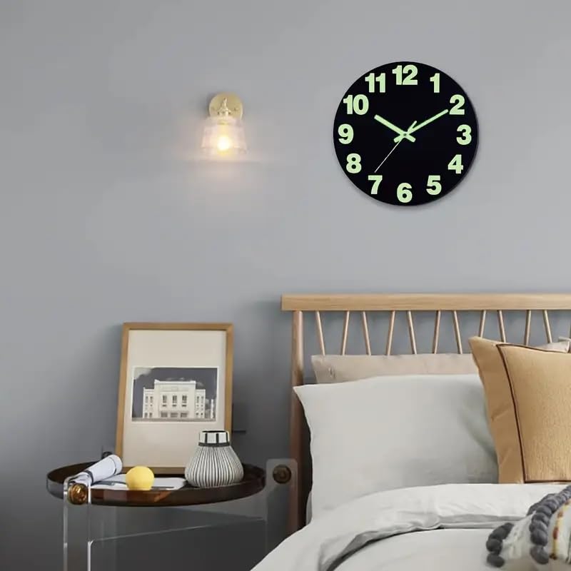 12 Neon Green Numbers Black Clock