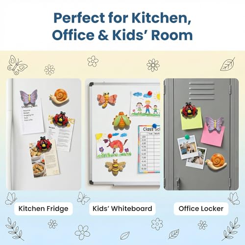 Juego de 12 imanes decorativos de insectos 3D para refrigerador miniatura 5