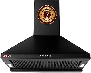 60 cm 1200 m³/hr Wall Mounted Kitchen Chimney (BEETA, Push Button, Black), 7 Years Motor Warranty | Proudly Made in India (Filterless)