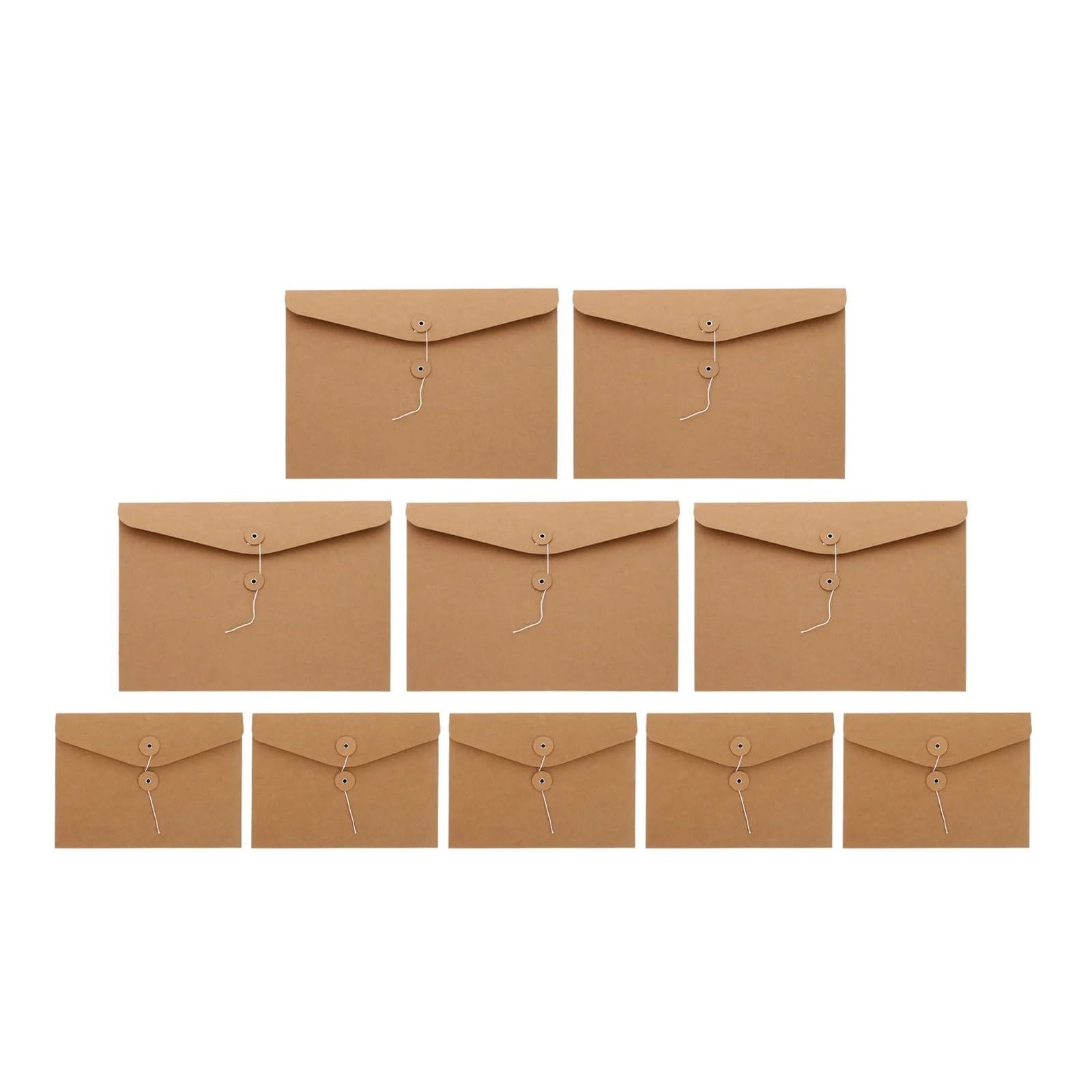 Lot de 10 enveloppes en papier kraft avec fermeture à cordon - Format A4 A5 - Organiseur horizontal de documents pour bureau et école (31 cm)