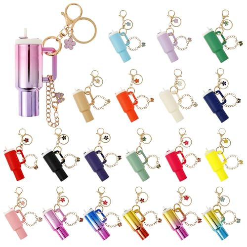 20 PCS Mini Tumbler Keychain for Stanley Cup Chapstick Holder Key Chain 1.18 x 3.74 Bag Charms for Women Men Hold up to 0.8 x 3